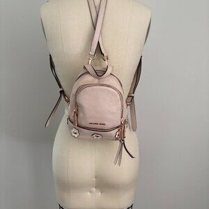 Michael Kors Mini Rhea Daisy Small Floral Appliqué Leather Backpack Pink/Cream